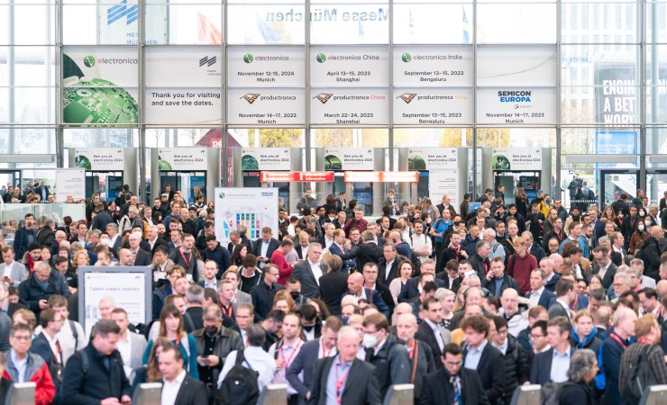 About 70,000 visitors came to electronica 2022, more than half of them from abroad. (photo: Messe München)